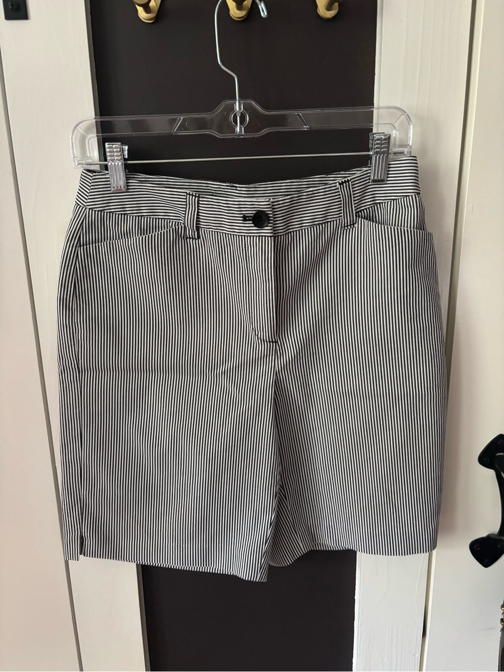 Jones New York Black and White Striped Shorts